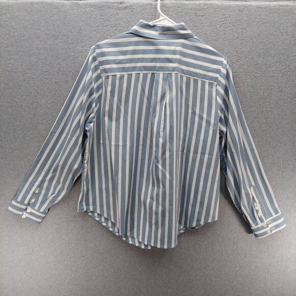 Torrid Womens Striped Button-Down Shirt Size 0 Blue & White Long Sleeve - Picture 3 of 3